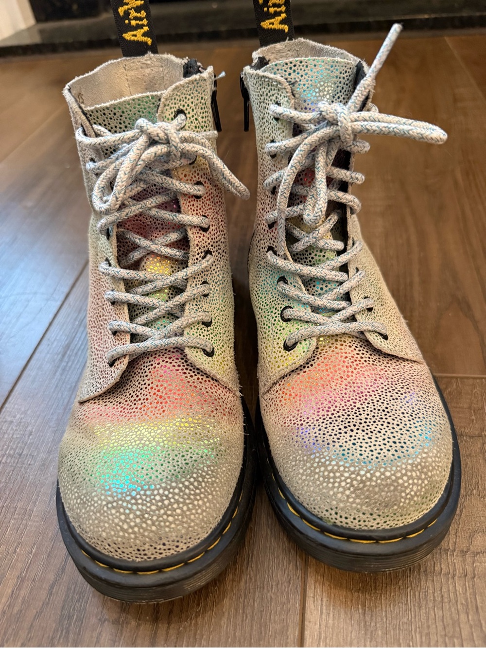 Doc Martin Iridescent Lace-Up Combat Boots - girls